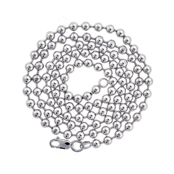 925 Sterling Silver 24" Ball Chain Necklace Made in Italy - Picture 1 of 6